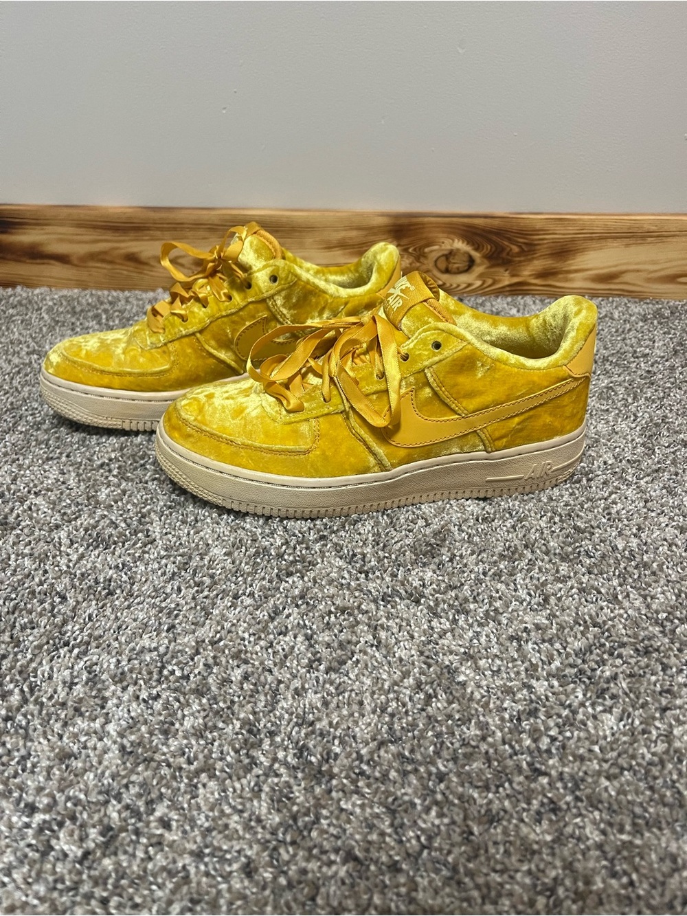 Nike Velvet Low-Top Sneakers in Bright Yellow